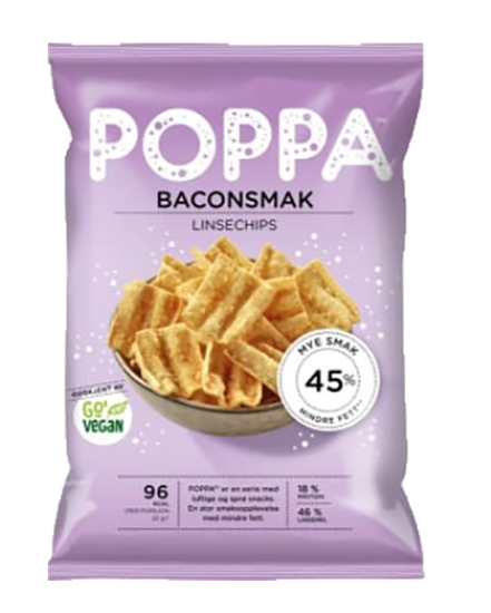 Poppa Linsechips Bacon 65g